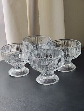 4 | Vintage MCM | Scandinavian Ice Look  | Footed Sherbet Bowls